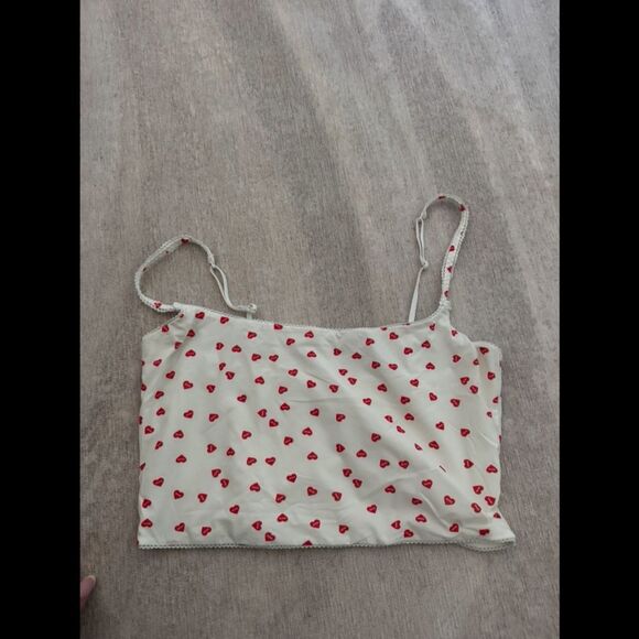 Skims Sleep Straight Neck Cropped Cami - Ruby And Marble Heart - Picture 1 of 1